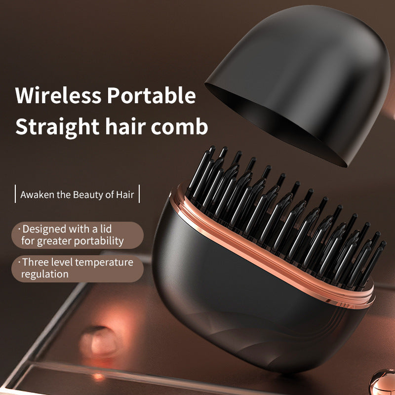 Portable Mini Hair Straightening Comb – Cordless, Rechargeable Styling Brush for Quick & Gentle Hair Care