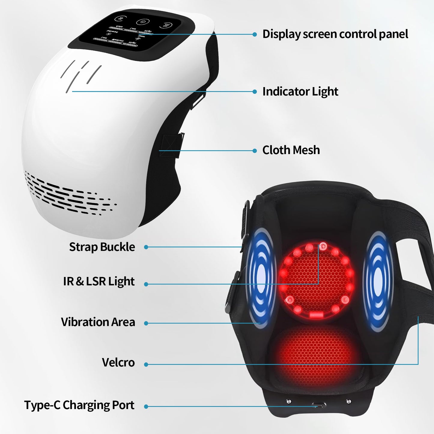 Rechargeable Heated Knee Massager – Intelligent Kneading, Vibration & Infrared Therapy for Pain Relief