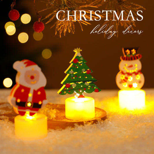 LED Christmas Night Lights | Decorative Santa, Snowman & Tree Candles | Home Holiday Ornaments